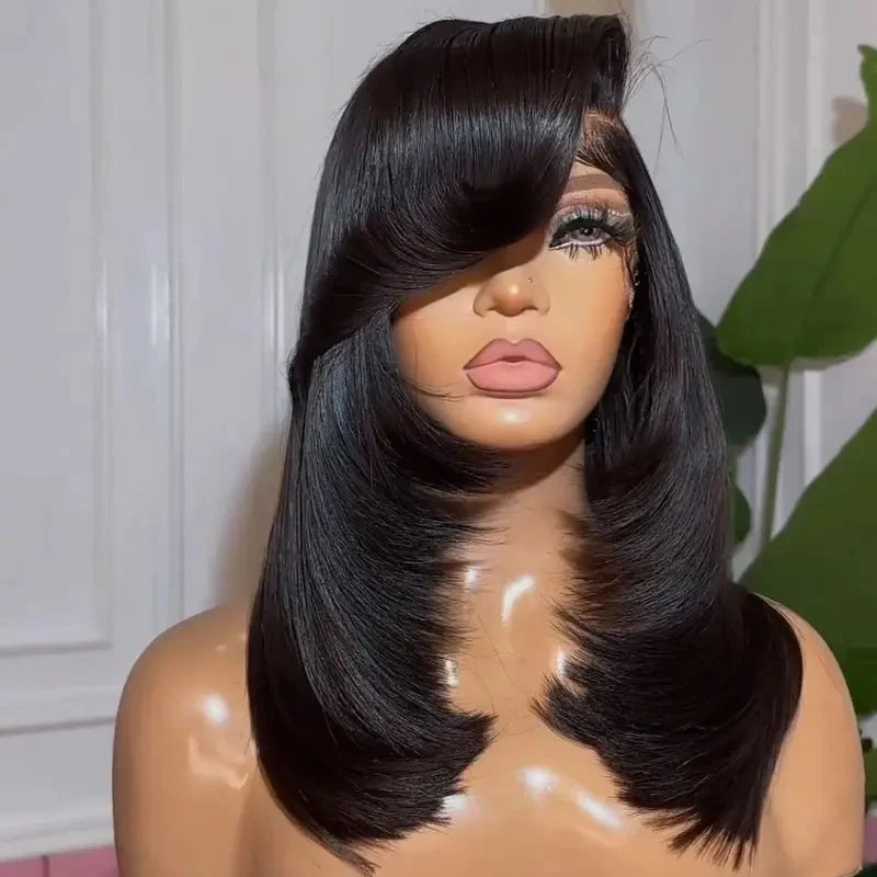 250% Straight Brazilian Virgin Human Hair Wigs 13x6 HD Lace Front Wigs Trendy Layered Cut Wavy Straight Wigs Glueless Lace Wigs