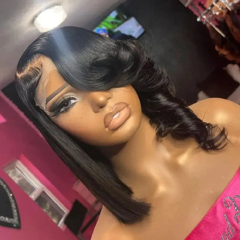250% Straight Brazilian Virgin Human Hair Wigs 13x6 HD Lace Front Wigs Trendy Layered Cut Wavy Straight Wigs Glueless Lace Wigs