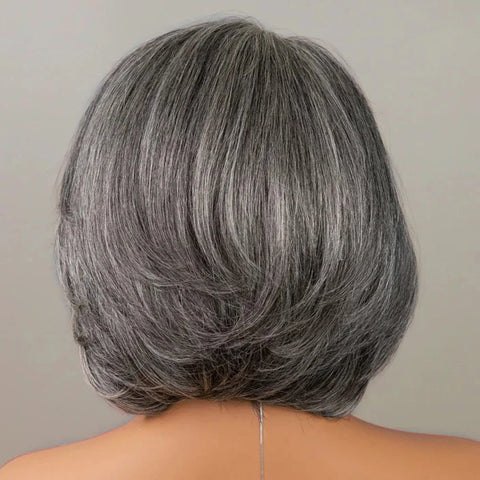 Pixie Cut Human Hair Wigs Salt And Pepper Wigs Short Bob Human Hair Wigs Wear&Go Glueless 5x5 Lace Closure Wigs Brazilian Wavy
