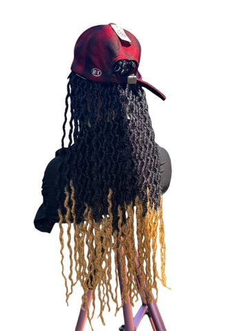 E7- Ombre Faux Locs with Red/Black Cap