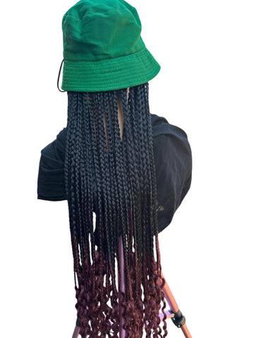 E6- Two Toned Braided Wig with Bucket Cap