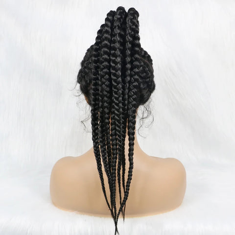 Braided Lace Front Wigs 360 Synthetic Wig 24inches Box Wig Braids African Braiding Hair With Baby Hair Ponytail hair