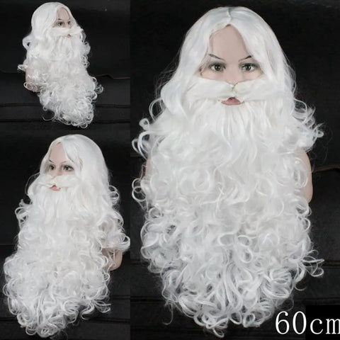 Top Quality Santa Claus Wig Beard Long White Fancy Christmas Party Hot Festive Party 60/65/80cm Beard Halloween Wig Accessory