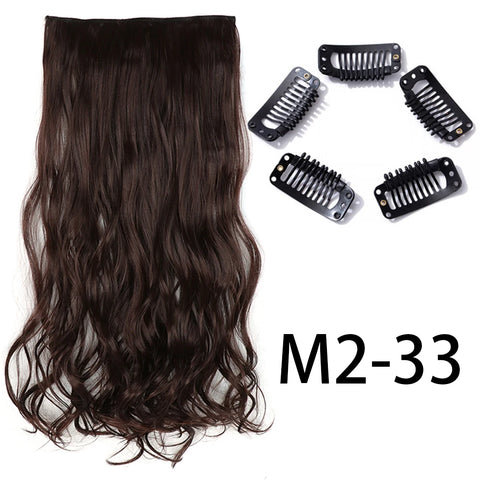 Synthetic Long Straight Clip In One Piece Hair Extension 5 Clips False Blonde Hair Brown Black Heat Resistant Fake Hair