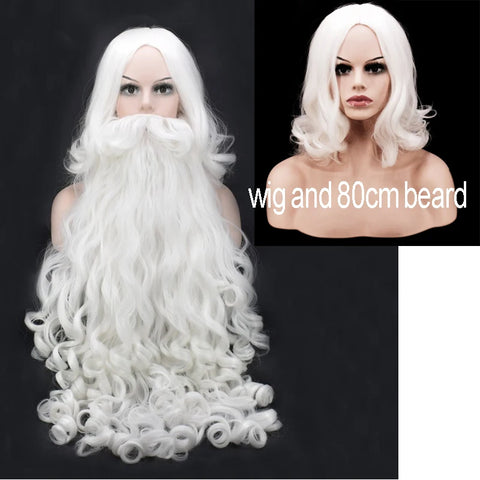 Top Quality Santa Claus Wig Beard Long White Fancy Christmas Party Hot Festive Party 60/65/80cm Beard Halloween Wig Accessory
