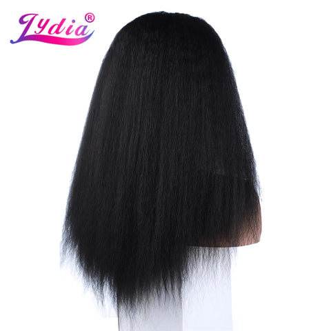 Lydia Afro Kinky Straight U Part Black 1B# Color Hair Wig Heat Resistant Synthetic 16-22 Inch Daily Wigs For Women  Ladies