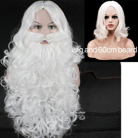 Top Quality Santa Claus Wig Beard Long White Fancy Christmas Party Hot Festive Party 60/65/80cm Beard Halloween Wig Accessory
