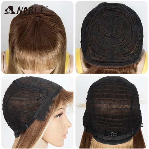 Noble Cosplay Synthetic Wig With Bangs Long Straight Wig Ombre Blond Colored Wig Wig For Women Wig For Black Women Synthetic Wig