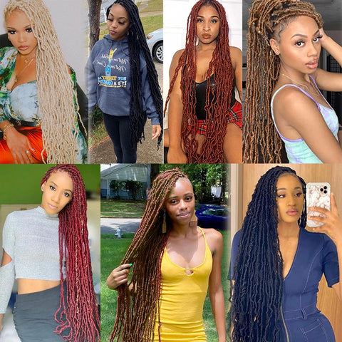 18 24 36 Inch 6 Packs Soft Locs Crochet Hair New Faux Locs Crochet Hair Pre Looped Crochet Hair for Black Women 21 Strands/Pack