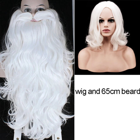 Top Quality Santa Claus Wig Beard Long White Fancy Christmas Party Hot Festive Party 60/65/80cm Beard Halloween Wig Accessory