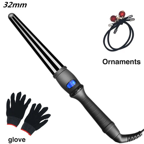 LCD  curlers conical curling iron single tube ceramic glaze pear flower cone electric hair curly hair