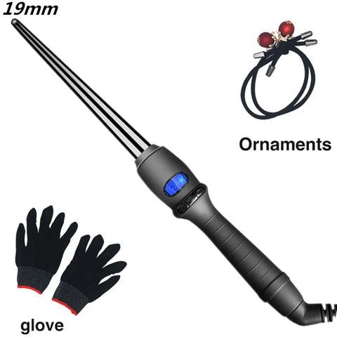 LCD  curlers conical curling iron single tube ceramic glaze pear flower cone electric hair curly hair
