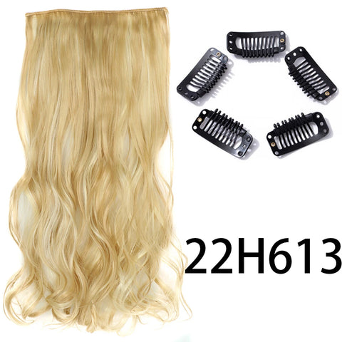 Synthetic Long Straight Clip In One Piece Hair Extension 5 Clips False Blonde Hair Brown Black Heat Resistant Fake Hair