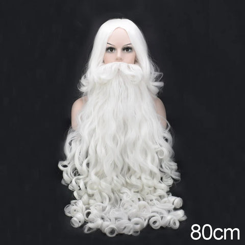 Top Quality Santa Claus Wig Beard Long White Fancy Christmas Party Hot Festive Party 60/65/80cm Beard Halloween Wig Accessory