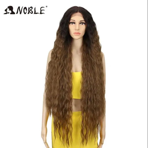 Noble Cosplay Synthetic Lace Wigs For Black Women Long Curly Hair 42 Inch Cosplay Blonde Ombre Lace Front Wig Synthetic Lace Wig