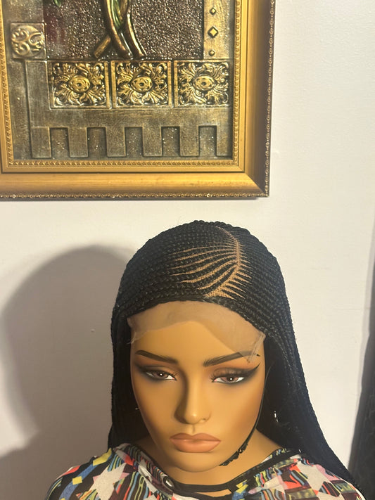 Side part cornrow braided wig