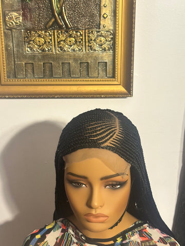 Side part cornrow braided wig