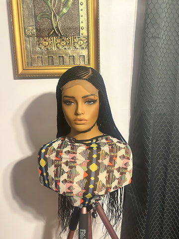 Side part cornrow braided wig