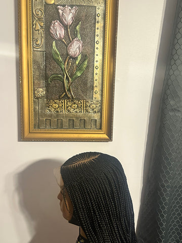 Side part cornrow braided wig