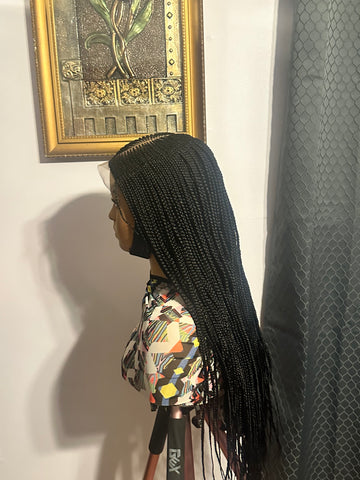 Side part cornrow braided wig