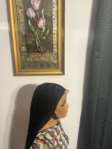 Side part cornrow braided wig
