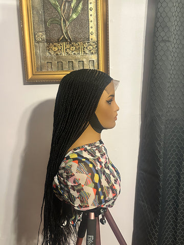 Side part cornrow braided wig