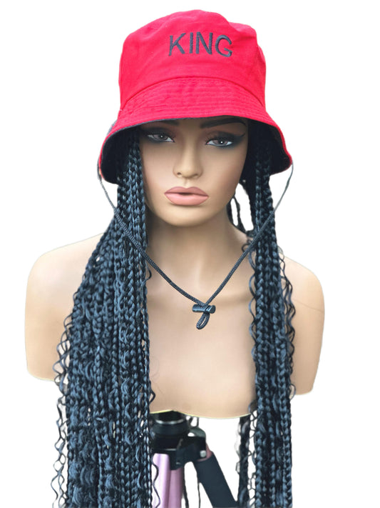 E1- Braided/Curly Bucket Hat Wig