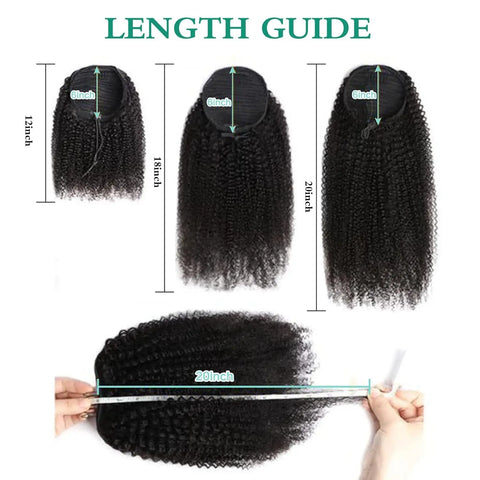 Mogolian Afro Kinky Curly Drawstring Ponytail Human Hair Extensions 4B 4C Remy 12-24inch Long Clip In Ponytail Extension