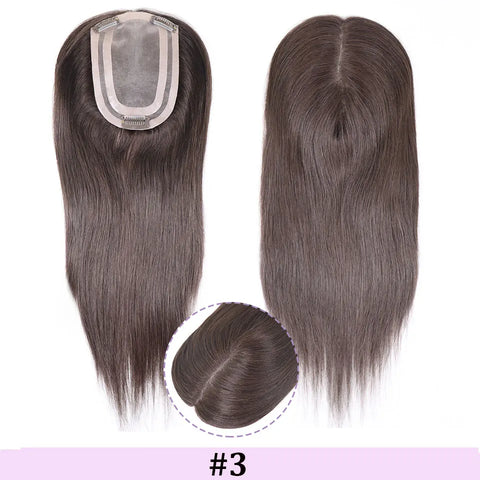 14Inch Grey Highlight Mono With PU Human Hair Toppers Hair Pieces For Women Hair Clips In Toppers Extensions For Women Toupee