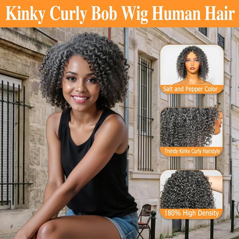 12inch Salt And Pepper Wigs Human Hair HD Grey Lace Front Wig Human Hair Pre Plucked Hairline Deep Curly Salt and Pepper Bog Wig
