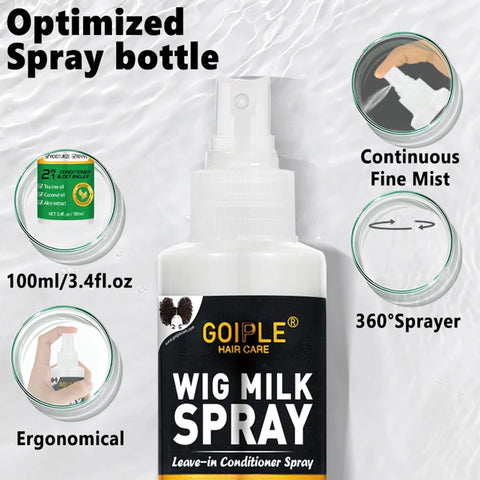 100ml Wig Milk Spray Moisturizing Care Spray for Wig Synthetic Hair Prevent Frizz Leave-in Conditioner for Wigs Smooth and Shine