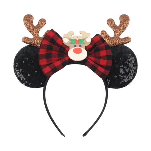 2024 New Christmas Mickey Minnie Mouse Headband Women Disney Ear Hairband Kids Xmas Party Hair Accessories Hot Festival Cosplay