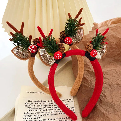 2025 New Cute Deer Horn Hair Band Children's Christmas Headwear Autumn and Winter Plush Headband Hair Clip Women's Jewelry