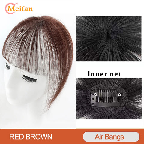 MEIFAN Synthetic Middle Part Topper Hairpiece with Bangs Clip-In Bangs Extension Natural Invisible Clourse Hairpiece for Women