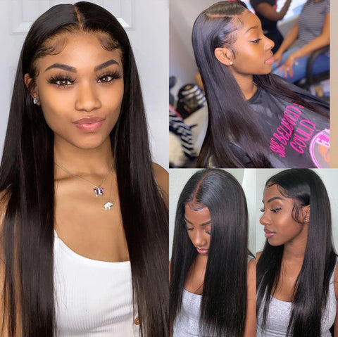 30 40 Inch Straight HD Lace Front Wig Brazilian Cheap Frontal pre plucked Bob Wigs For Women Choice Human Hair 250 Density