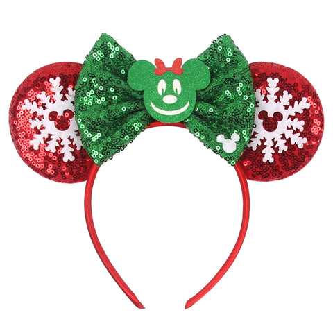 2024 New Christmas Mickey Minnie Mouse Headband Women Disney Ear Hairband Kids Xmas Party Hair Accessories Hot Festival Cosplay