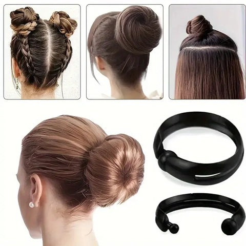 4pcs Magic Twist Donut Bun Clip DIY Ponytail Hair Styling Tools Black Mushroom Head Hair Reel for Bobo and Ball Head Hairstyles