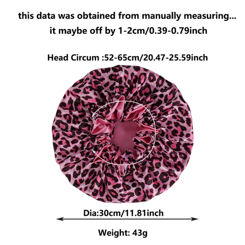 1PC Hair Bonnet Printed Leopard Double Layer Satin Splicing Hair Bonnet For Sleeping For Curly And Straight Hair