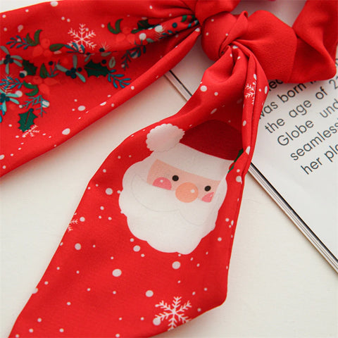 Christmas Hair Ties Scrunchies Santa Claus Coarse Checkered Bow Hair Rope For Girls Elastic Ponytail Holder Hair Accessories