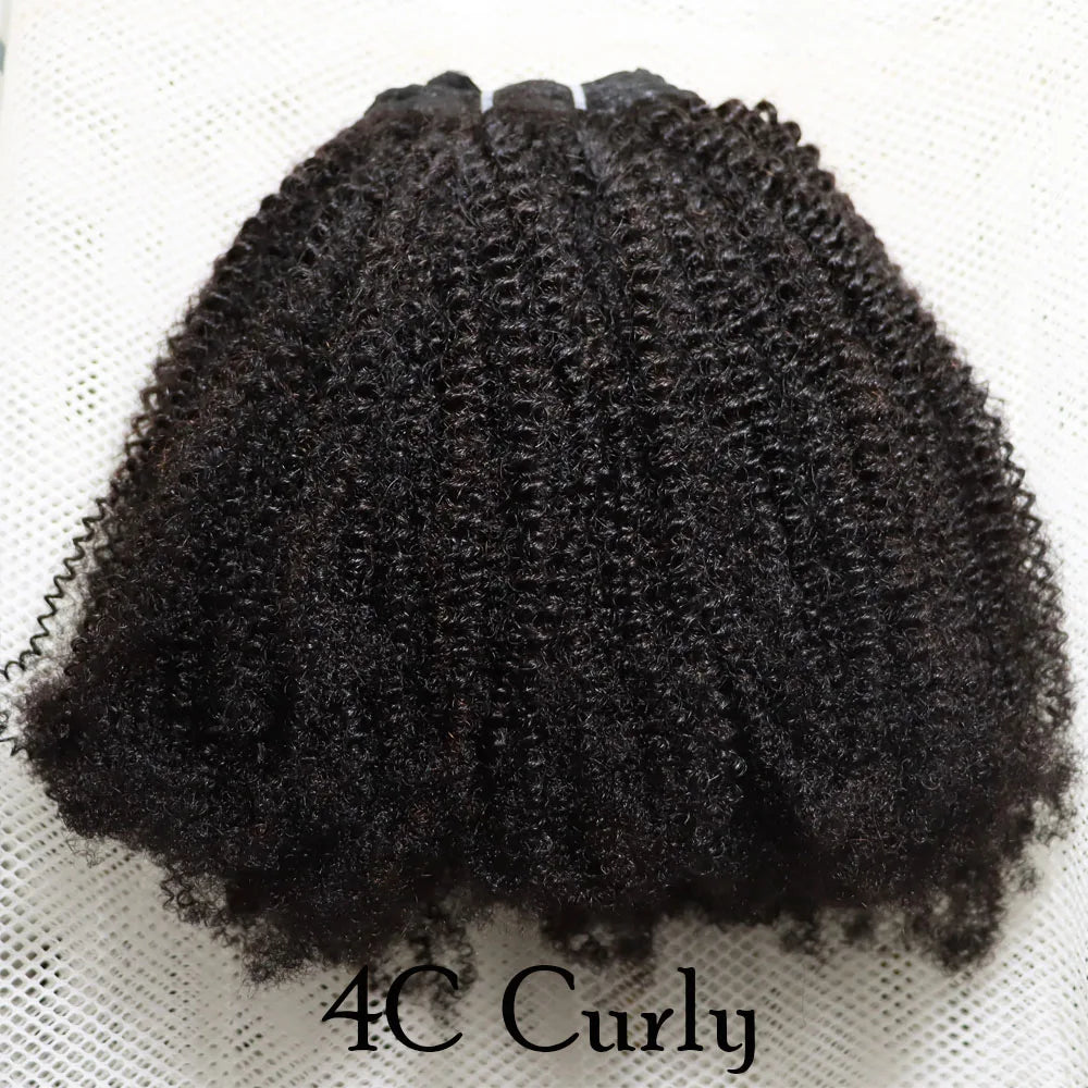 Human Hair Weft Different 4C Afro Kinky Curly Virgin Brazilian Human Hair Extensions Weave Bundles Weaving African Black Women