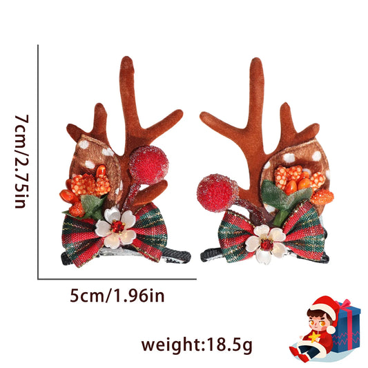 Christmas New Forest Bow Flower Pearl Antlers Hair Clip Holiday Party Dress Up Cute Hairpin Christmas Party Small Gifts Holiday