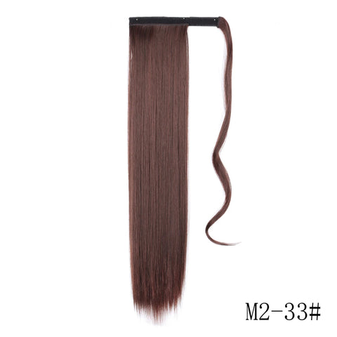 LISI GIRL Synthetic Hair 22''34'' Long Straight Ponytail Wrap Around Ponytail Clip in Hair Extensions Black Hairpiece Headwear