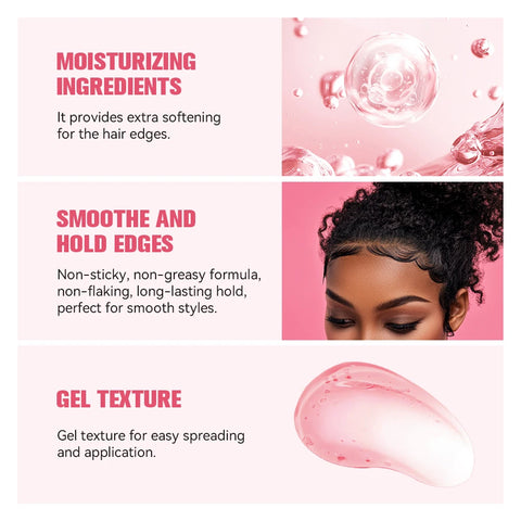 Strong Edge Control Hair Gel Thick Edges Wax Styling Gel Non-Greasy Non-Flaking No White Cast Long Lasting Supports All Hair Typ