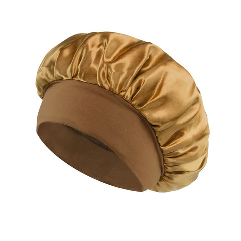 1pc Women's Solid Color Satin Wide-Brimmed Shower Cap, Suitable for Daily Use Silk Bonnet Satin Bonnet Shower Cap