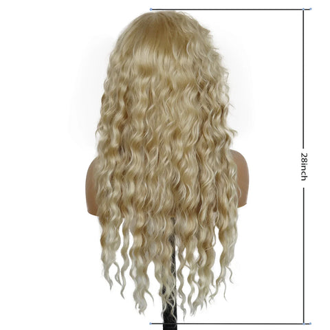 Synthetic 28 inches Long Blonde Curly Wig for Women Fluffy Wavy Wavy Wigs Natural Hair Replacement Cosplay Costume Wig