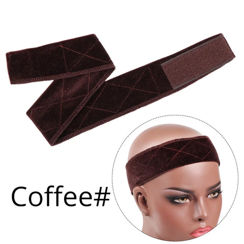 5.5cm Width Non-slip Wig Grip Headband Soft Velvet Hair Band For Fastern Wig Adjustable Wig Band For Women Black Scarf Head 1Pcs