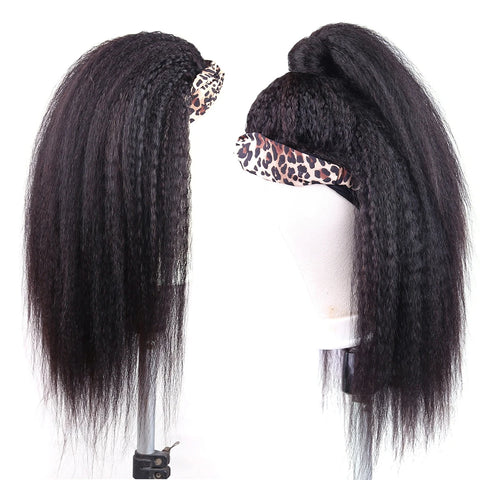 Kinky Straight Headband Wig Human Hair Wig Full Machine Made Brazilian Human Hair Wigs For Black Women 180%  Density