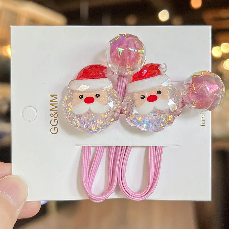2 Pieces Cute Christmas Tree Princess Elastic Hair Bands Kids Hair Accessories Girls Hair Ropes Princess Headwear for Children