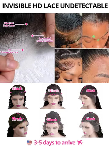 30 40 Inch 250 Density Curly 13x6 HD Transparent Lace Frontal Wigs Glueless 5x5 Closure Human Hair Deep Wave 13x4 Lace Front Wig