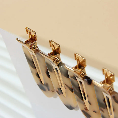 8Pcs Girls Leopard Seamless Hair Clip Set Women Acetate Sheet No Bend Bangs Clip Duckbill Clip Hairpins Makeup Hair Styling Tool